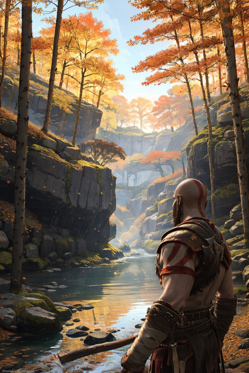 10277-2231609224-(masterpiece, best quality, detailed_1.2),   ,kratosGOW_soul3142,  outdoors, water, tree, leaf, bandages, nature, scenery, fores.jpg